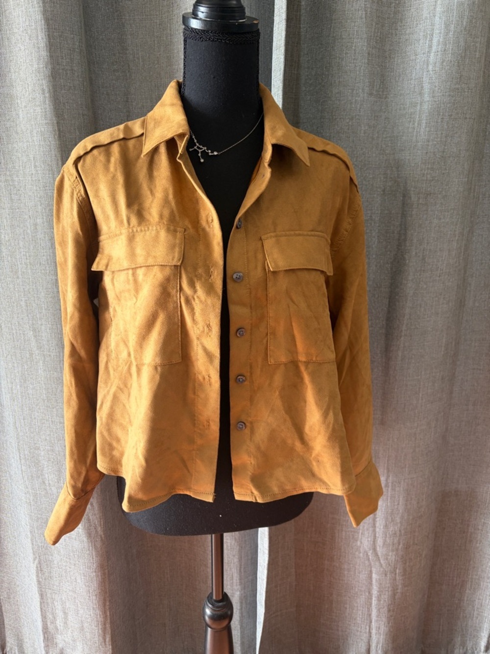 Banana Republic Rust Brown Suede-Look Shirt Jacket
